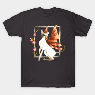 Perplexed - Siamese Fairy Cat with Floral Border T-Shirt